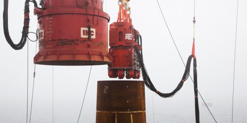 Pile Driving Monopile for Offshore Wind Farm Anholt OWF