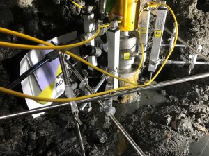 Static Load Testing of a wooden pile.