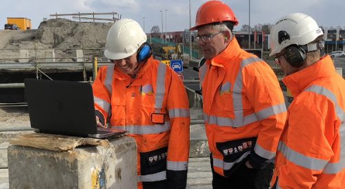 Training on site to learn all in-and-outs of pile testing. Here training PDA during driving of prestressed concrete foundation piles.